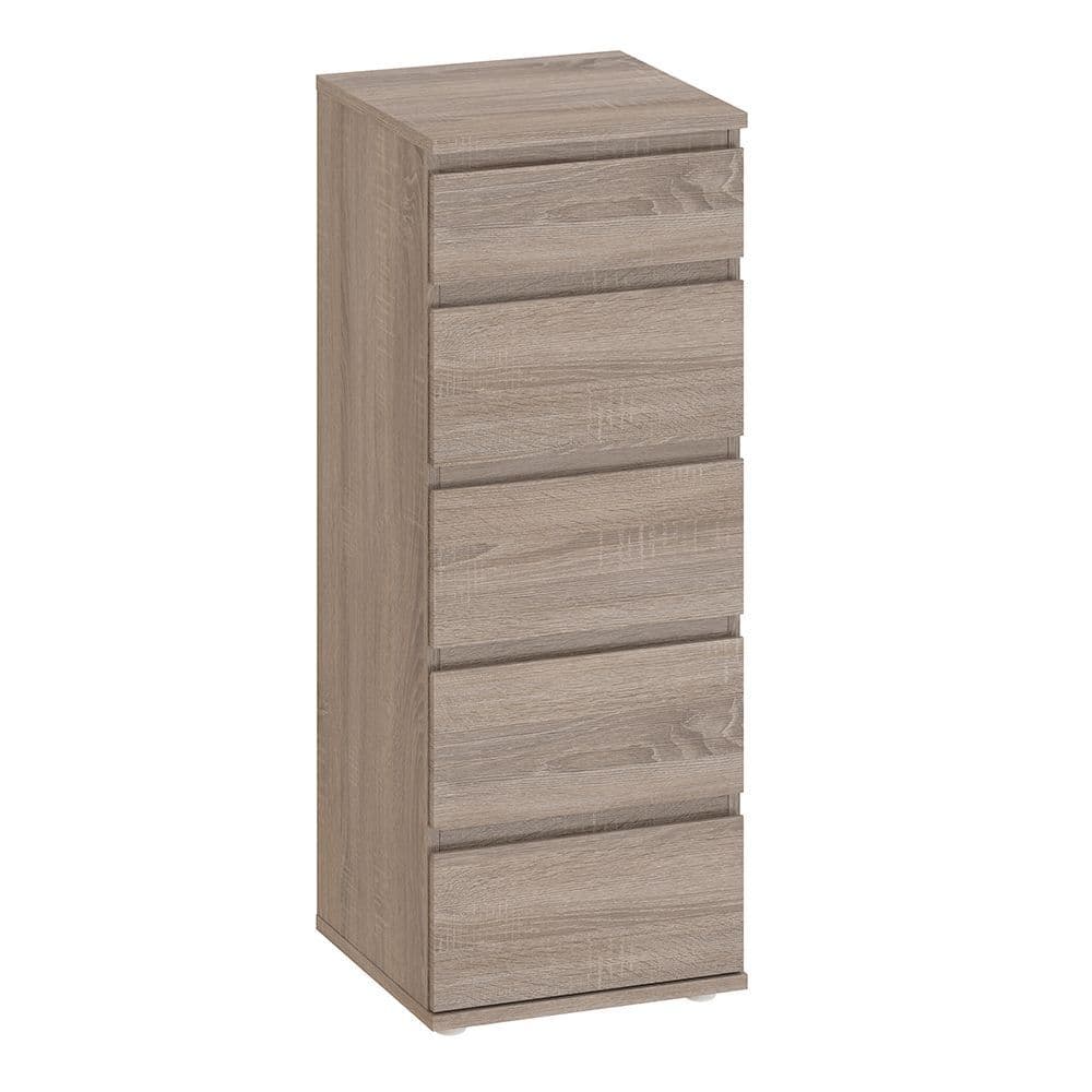 Orson Narrow Chest of 5 Drawers in Truffle Oak